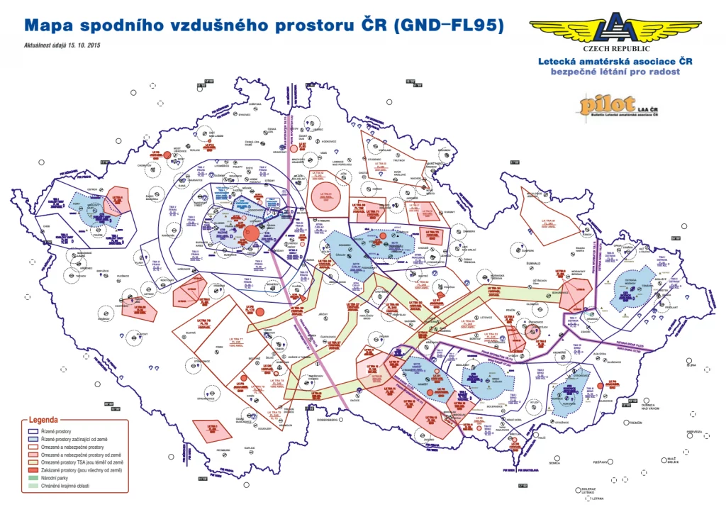 mapa vzdušného prostoru ČR